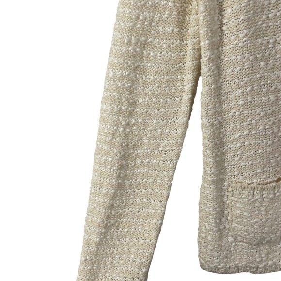 Amina Rubinacci Napoli Cream Textured Knit Cardigan Jacket Sweater 44 Made Italy - Picture 6 of 11
